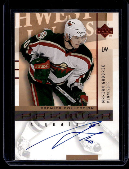 2001-02 Upper Deck Premier Collection - Premier Signatures - Marian Gaborik #MG