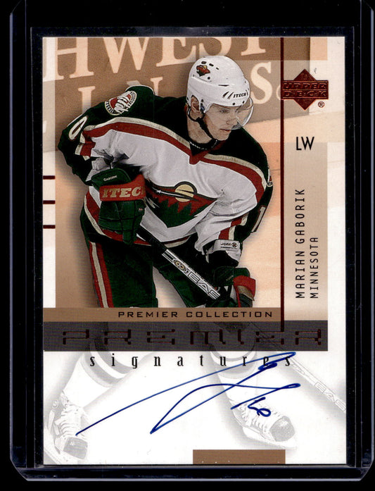 2001-02 Upper Deck Premier Collection - Premier Signatures - Marian Gaborik #MG