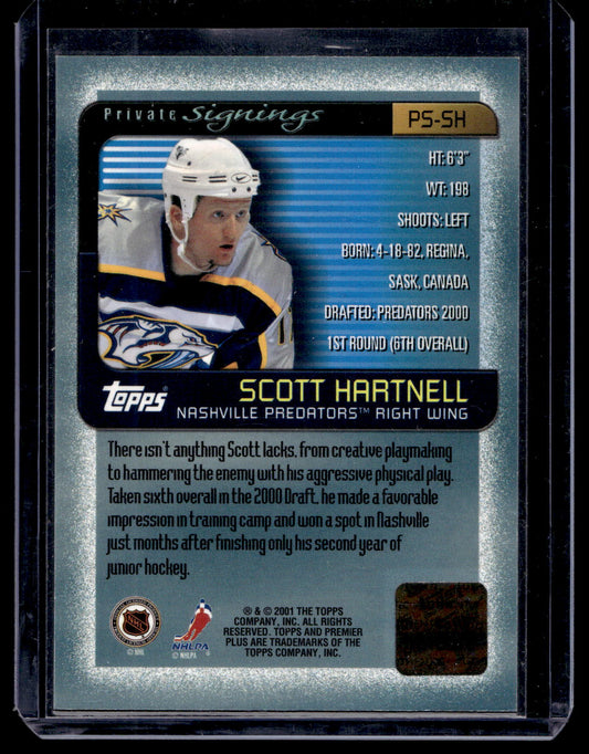 2000-01 Topps Premier Plus - Private Signings - Scott Hartnell #PS-SH RY