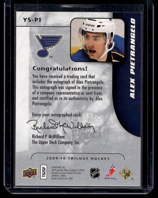 2009-10 Upper Deck Trilogy - Young Star Scripts - Alex Pietrangelo #YS-PI