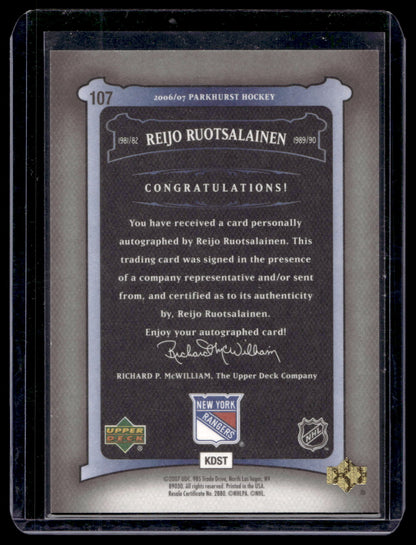 2006-07 Upper Deck Parkhurst - Autographs - Reijo Ruotsalainen  #107