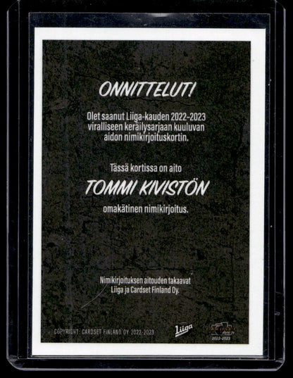 2022-23 Cardset Signature Limited Edition - Tommi Kivistö /40