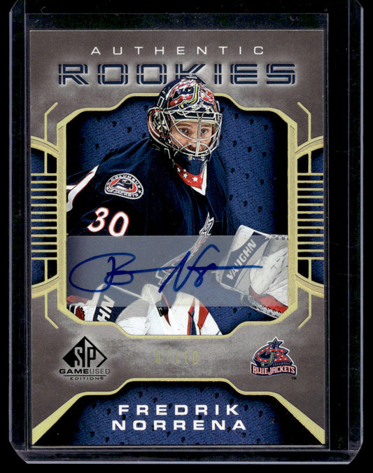2006-07 Upper Deck SP Game Used Edition - Authentic Rookies Autographs - Fredrik Norrena  #112 /10 RY