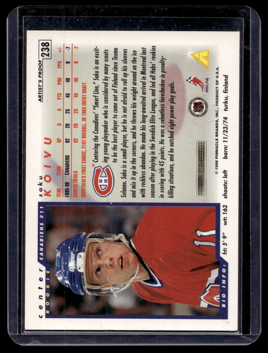 1996-97 Score - Artist's Proof - Saku Koivu #238