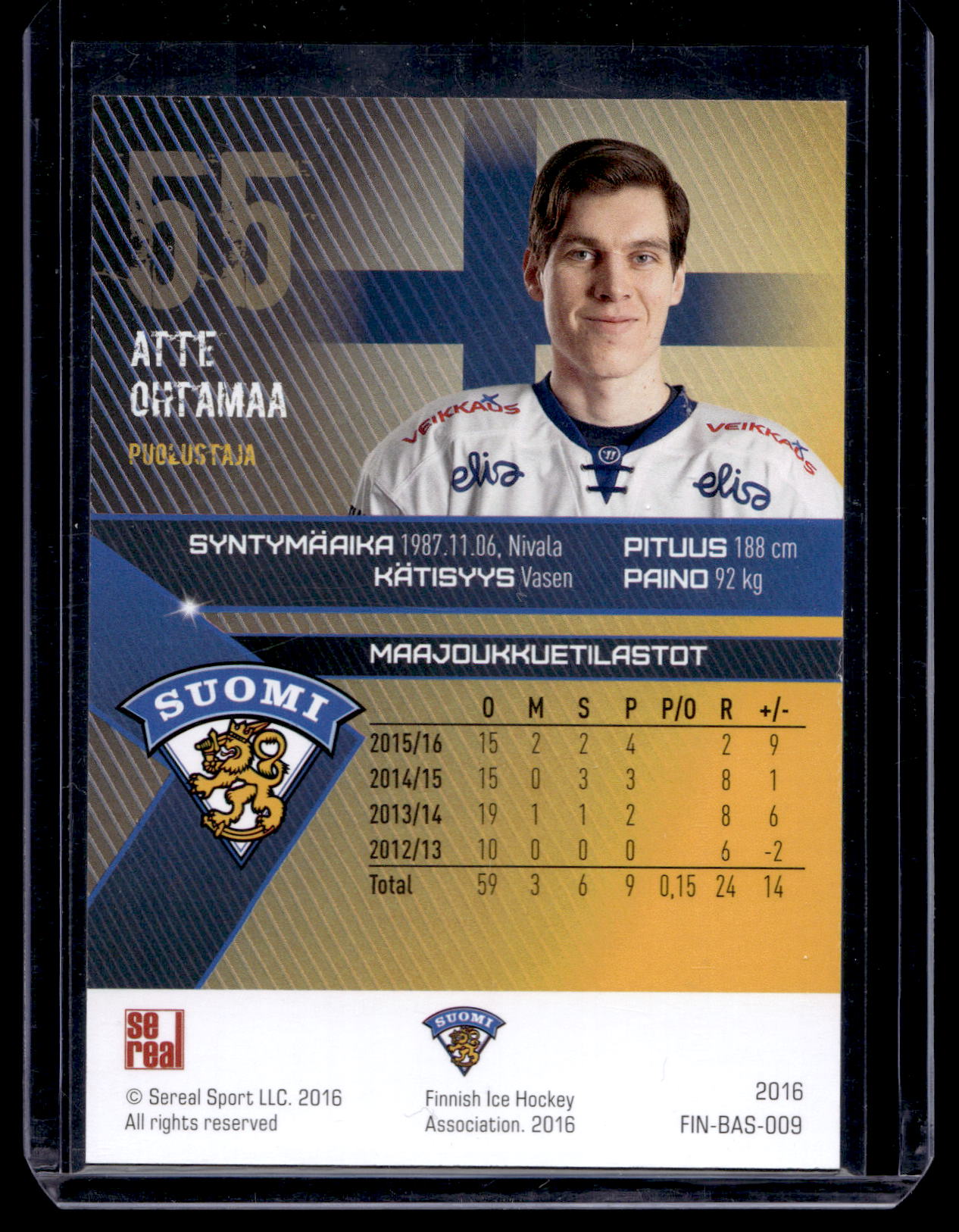 2016 Sereal Team Finland Silver - Atte Ohtamaa #FIN-BAS-009 /60