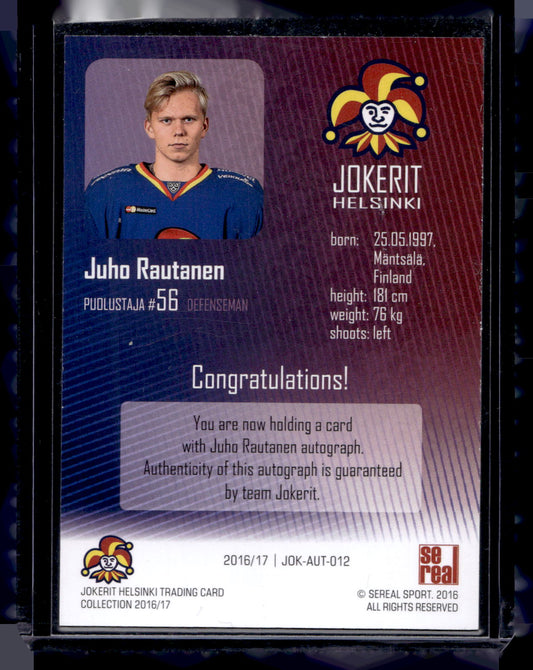 2016-17 Sereal Jokerit Autograph - Juho Rautanen #JOK-AUT-012 /50