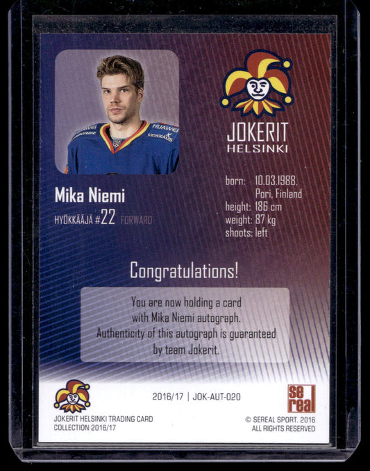 2016-17 Cereal Jokerit Autograph - Mika Niemi #JOK-AUT-020 /50