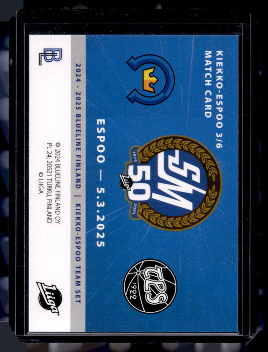 2024-25 Blueline Kiekko-Espoo Team Set - Match Card - Ottoville Leppänen #3