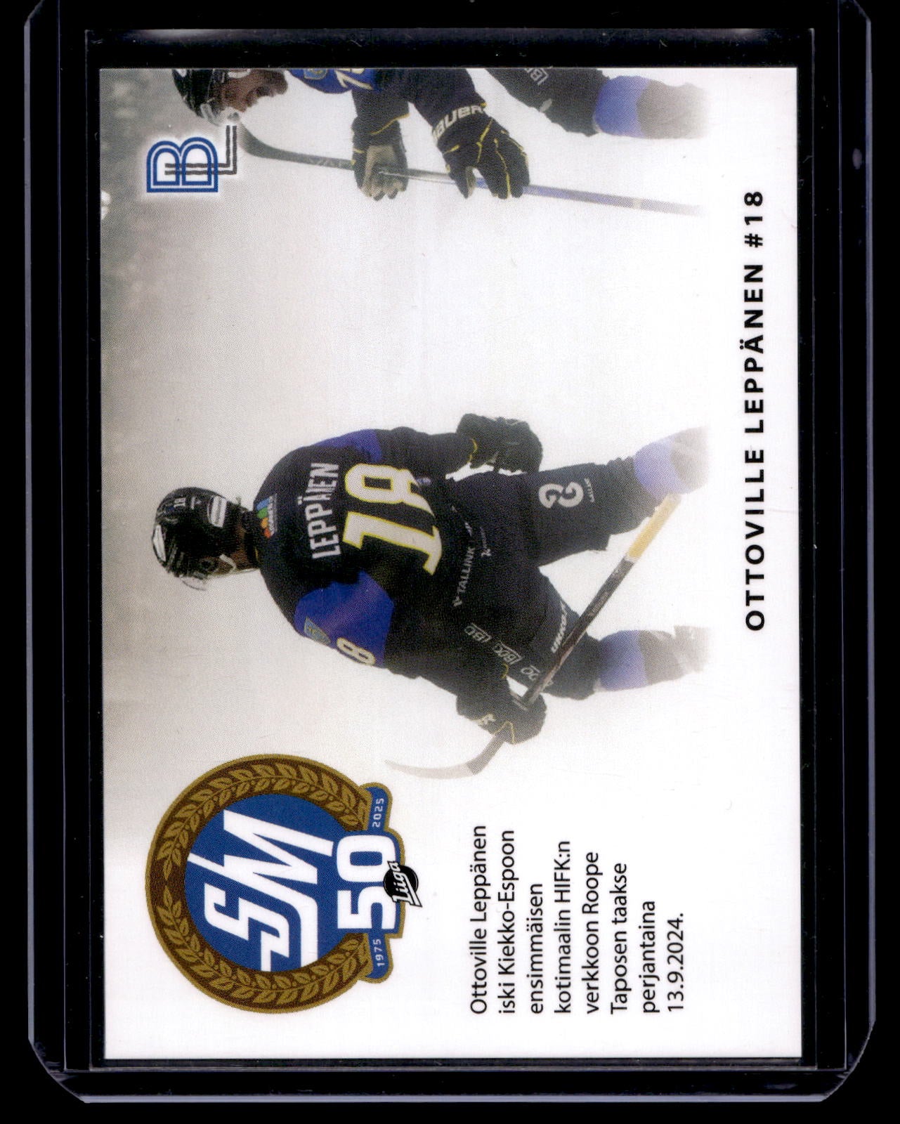 2024-25 Blueline Kiekko-Espoo Team Set - Match Card - Ottoville Leppänen #3