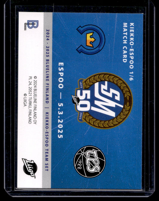 2024-25 Blueline Kiekko-Espoo Team Set - Match Card - Petteri Rimpinen #1