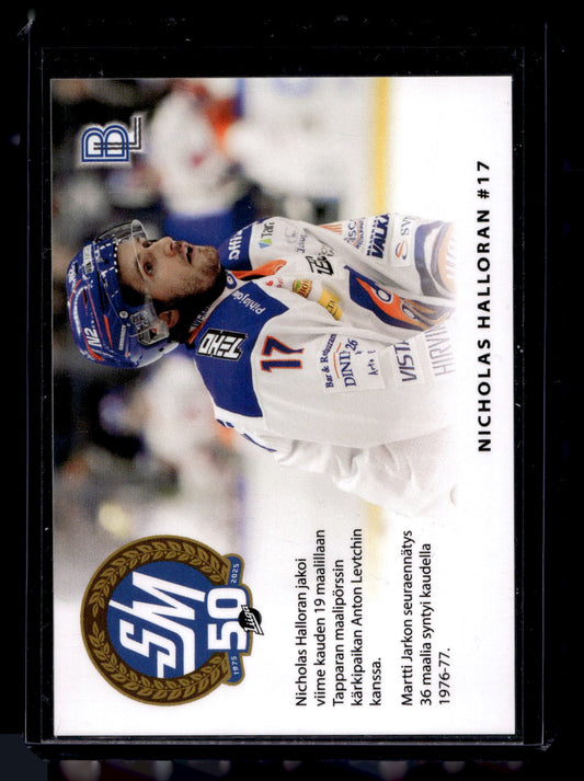 2024-25 Blueline Tappara Team Set - Match Card - Nicholas Halloran #3