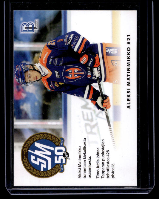 2024-25 Blueline Tappara Team Set - Match Card - Aleksi Matinmikko #2