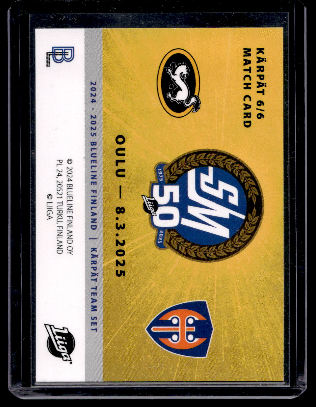 2024-25 Blueline Kärpät Team Set - Match Card - Reid Gardiner #6