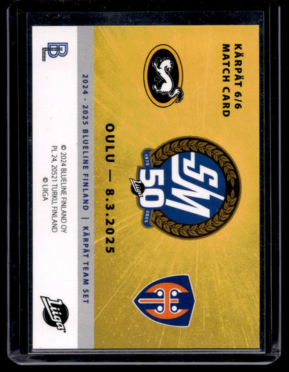 2024-25 Blueline Kärpät Team Set - Match Card - Reid Gardiner #6