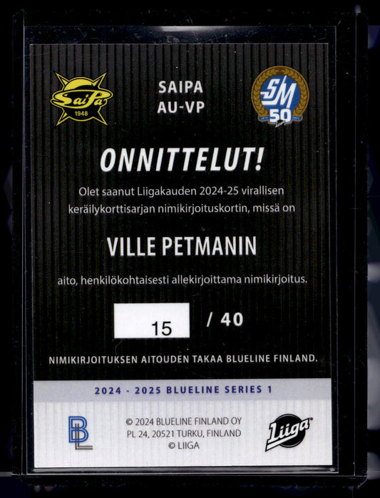 2024-25 Blueline Signature Gold - Ville Petman #AU-VP /40