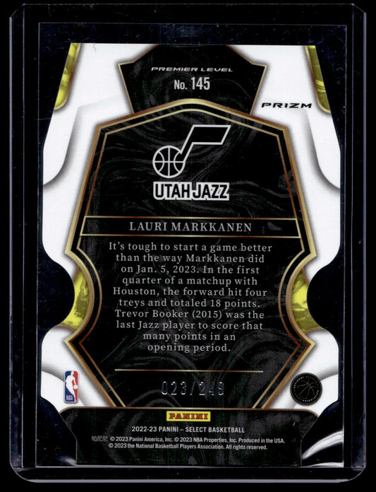 2022-23 Panini Select - Blue Prizm Die-Cut Premier Level - Lauri Markkanen #145 /249 #pelinumerolla