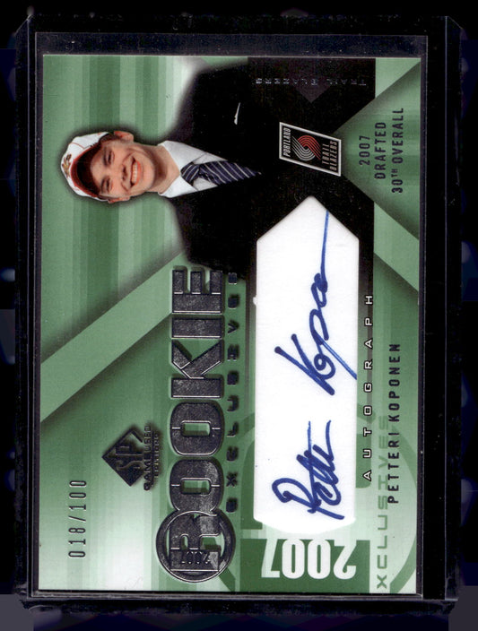 2007-08 Upper Deck SP Game Used - Rookie Exclusives Autographs - Petteri Koponen #RE-PK /100 RY