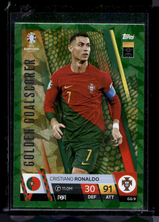 2024 Topps Match Attax UEFA Euro - Golden Goalscorer - Green Emerald Holograph - Cristiano Ronaldo #GG 9