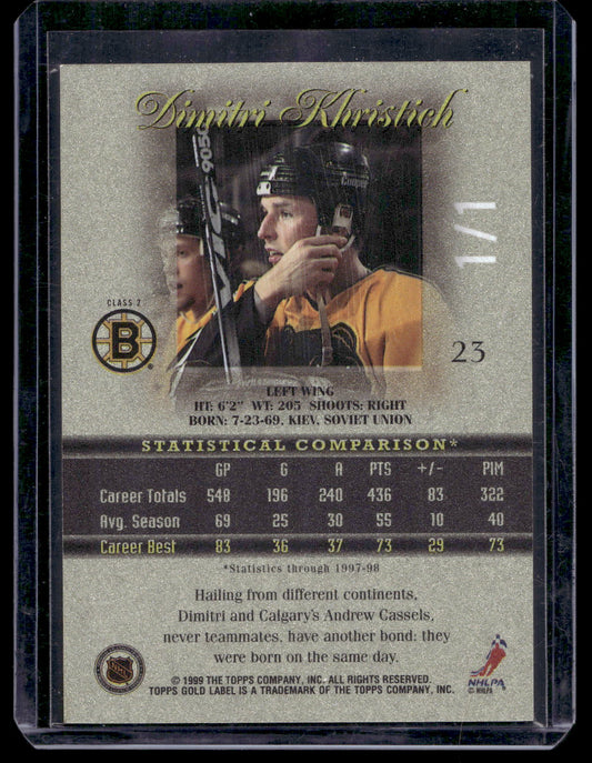 1998-99 Topps Gold Label - Class 2 Black Label One of One - Dimitri Khristich #23 1of1