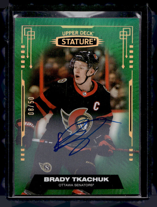 2021-22 Upper Deck Stature - Green Autographs #4 Brady Tkachuk /50