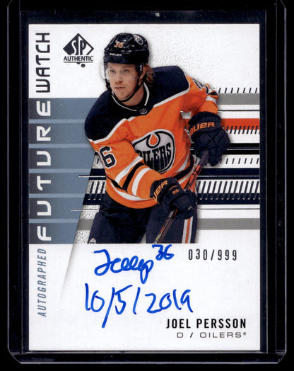 2019-20 Upper Deck SP Authentic -  Inscriptions Autographed Future Watch Rookies - Joel Persson #225 /999 RC