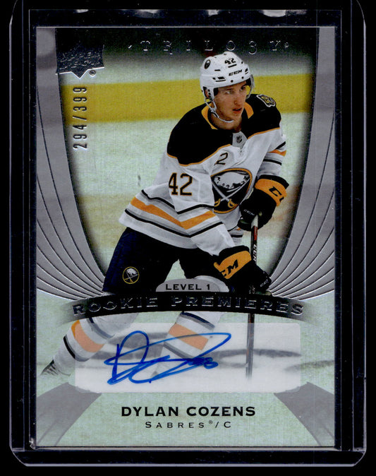 2020-21 Upper Deck Trilogy - Rookie Premieres Extended Rookies - Silver Foil Autographs - Dylan Cozens #DC  /399 RY