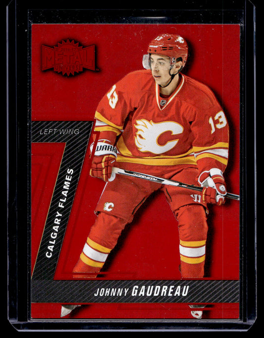 2016-17 Upper Deck Fleer Showcase - Metal Universe - Precious Metal Gems Red - Johnny Gaudreau #MU-17 /150