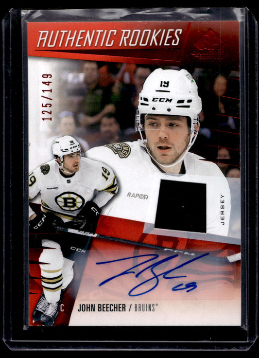 2023-24 Upper Deck SP Game Used - Jersey Autographs - Authentic Rookies - John Beecher #273 /149 RC