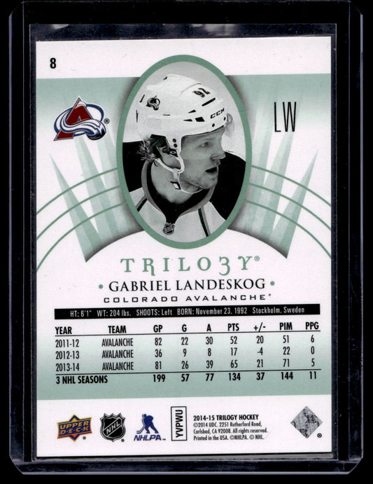 2014-15 Upper Deck Trilogy - Radiant Green - Gabriel Landeskog  #8 /21