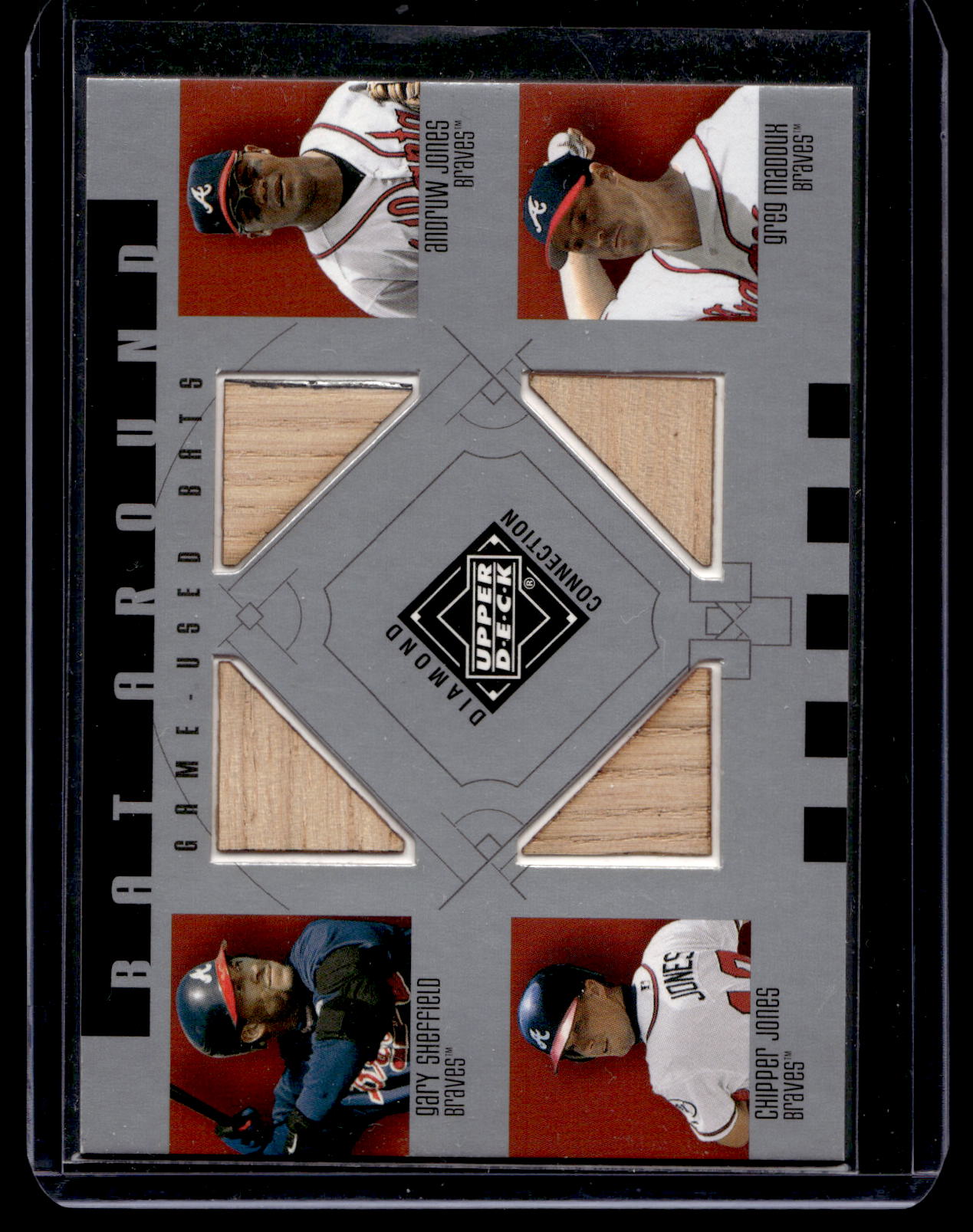 2002 Upper Deck Diamond Connection - Bat Around - Gary Sheffield / Andruw Jones / Chipper Jones / Greg Maddux #BA-SJJM