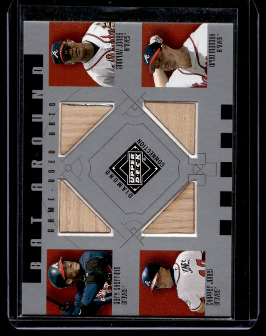 2002 Upper Deck Diamond Connection - Bat Around - Gary Sheffield / Andruw Jones / Chipper Jones / Greg Maddux #BA-SJJM
