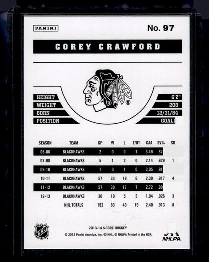 2013-14 Score - Black - Corey Crawford #97