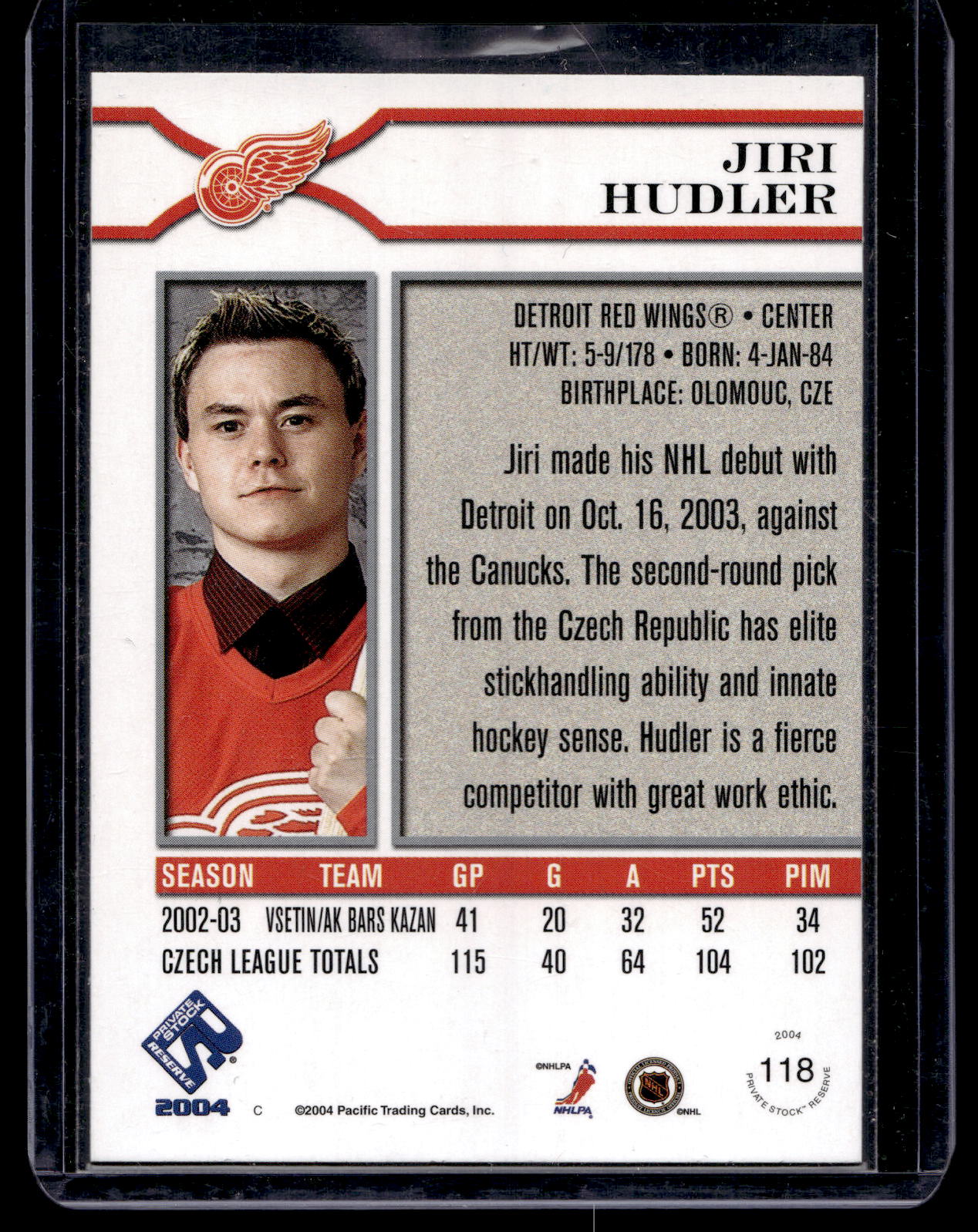 2003-04 Pacific Private Stock Reserve - Jiri Hudler  #118 /99 RC