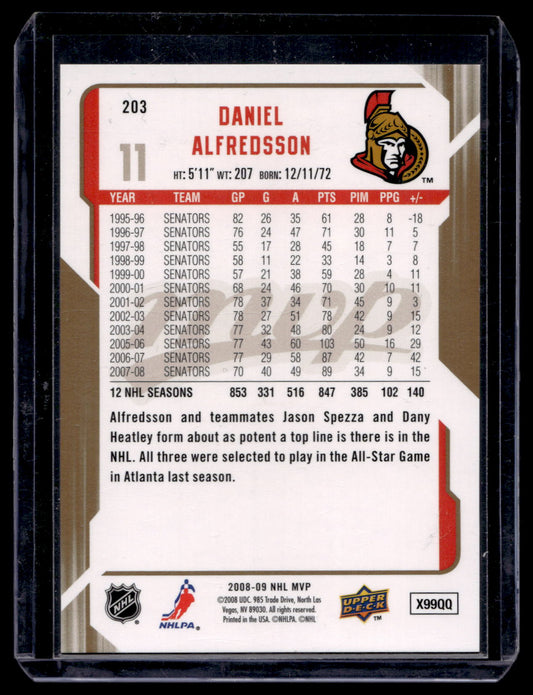 2008-09 Upper Deck MVP - Gold Script - Daniel Alfredsson #203 /100