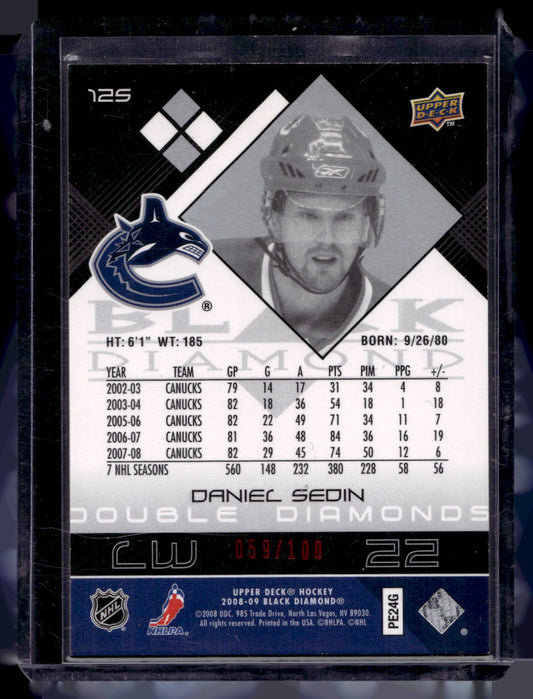 2008-09 Upper Deck Black Diamond - Ruby Diamond - Double Diamonds - Daniel Sedin #125 /100