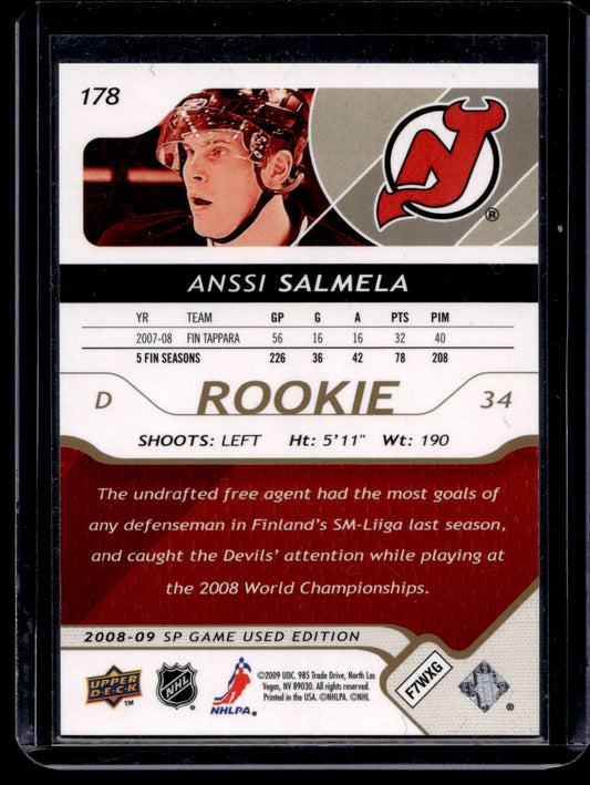 2008-09 Upper Deck SP Game Used Edition - Gold - Authentic Rookies - Anssi Salmela #178 /100