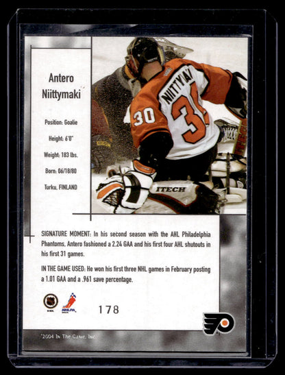 2003-04 In the Game-Used Signature Series - Antero Niittymaki  #178 /390 RC