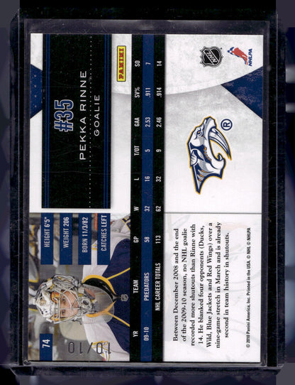 2010-11 Panini Limited - Gold Spotlight - Pekka Rinne #74 /10