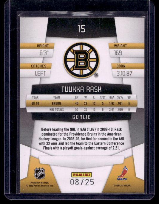 2010-11 Panini Certified - Mirror Gold -  Tuukka Rask #15 /25