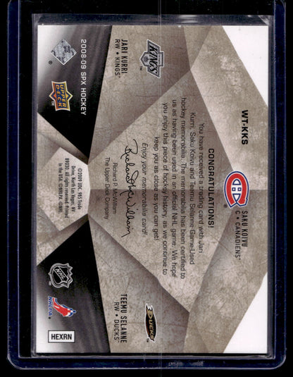 2008-09 Upper Deck SPx - Winning Trios - Jari Kurri / Saku Koivu / Teemu Selanne #WT-KKS /99