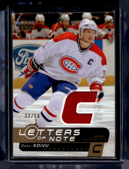 2002-03 Upper Deck - Letters of Note - Gold - Saku Koivu #LN-SK /50