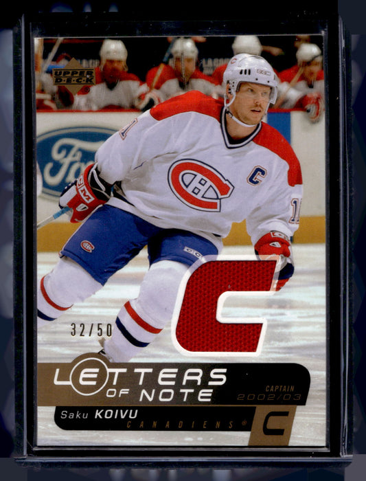2002-03 Upper Deck - Letters of Note - Gold - Saku Koivu #LN-SK /50