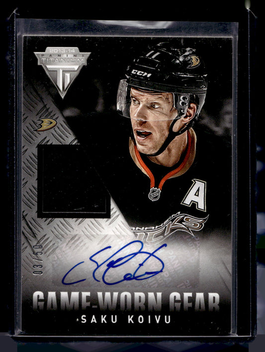 2013-14 Panini Titanium - Game-Worn Gear Autographs - Saku Koivu #GA-SK /50