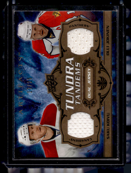 2008-09 Upper Deck Artifacts - Tundra Tandems Dual Jerseys - Gold - Saku Koivu / Olli Jokinen #TT-JS /25