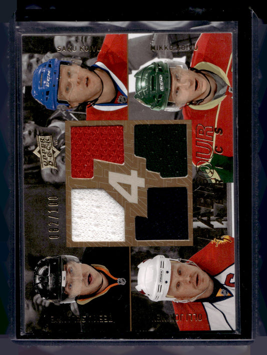 2008-09 Upper Deck - Fab Four Fabrics - Saku Koivu / Teemu Selanne / Mikko Koivu / Olli Jokinen #FF-FIN /100