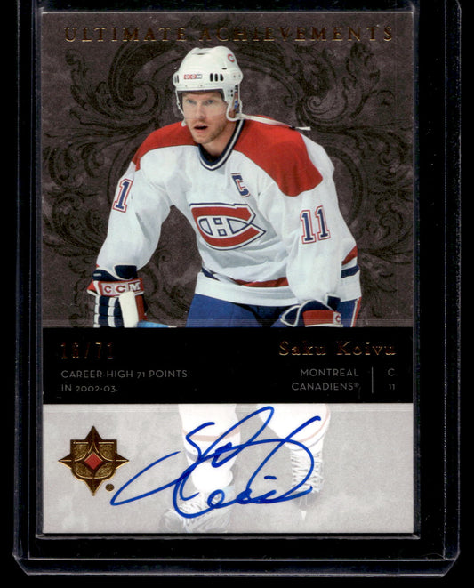 2006-07 Upper Deck Ultimate Collection - Ultimate Achievements - Saku Koivu #AU-SK /71