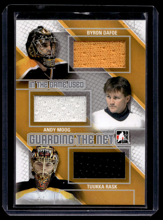 2013-14 In the Game-Used - Guarding the Net - Silver - Byron Dafoe / Andy Moog / Tuukka Rask #GTN-01 PR60