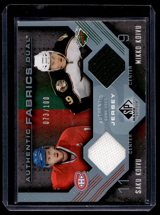 2007-08 Upper Deck SP Game Used Edition - Authentic Fabrics Dual - Saku Koivu / Mikko Koivu #AF2-KK /100
