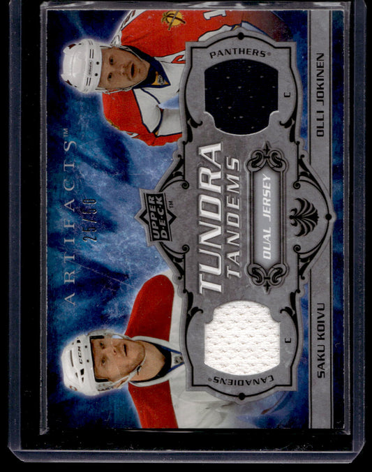 2008-09 Upper Deck Artifacts - Tundra Tandems Dual Jerseys - Silver - Saku Koivu / Olli Jokinen #TT-JS /50