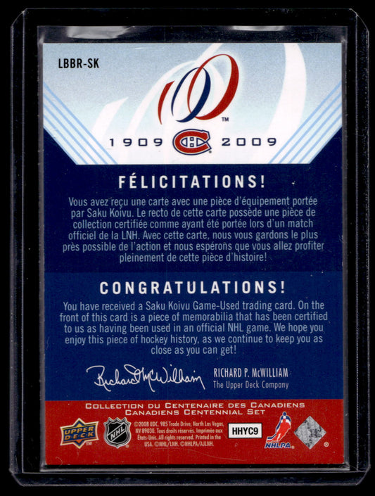 2008-09 Upper Deck Montreal Canadiens Centennial Set - Le Blue Blanc Rouge - Jerseys - Saku Koivu #LBBR-SK